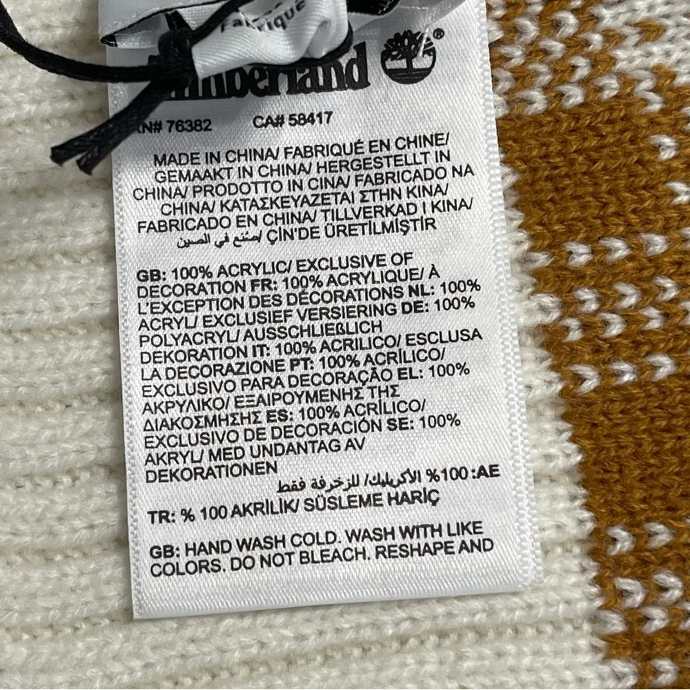 Timberland Scarf - Tan & White Houndstooth Plaid Cozy Winter Holiday Neutral NWT